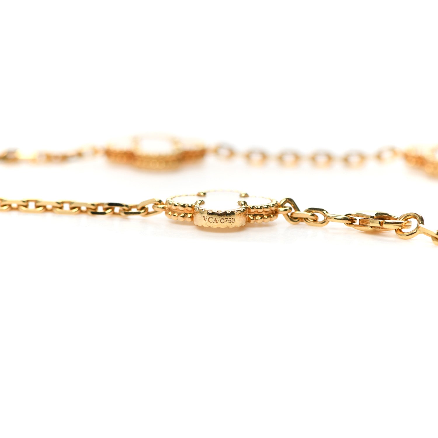 Van Cleef & Arpels 18K Yellow Gold Mother of Pearl 10 Motifs Vintage Alhambra Necklace 5 of 8