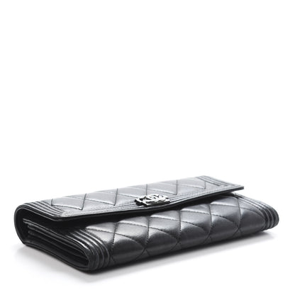 Chanel Lambskin Quilted Boy Flap Wallet Black 4 of 14