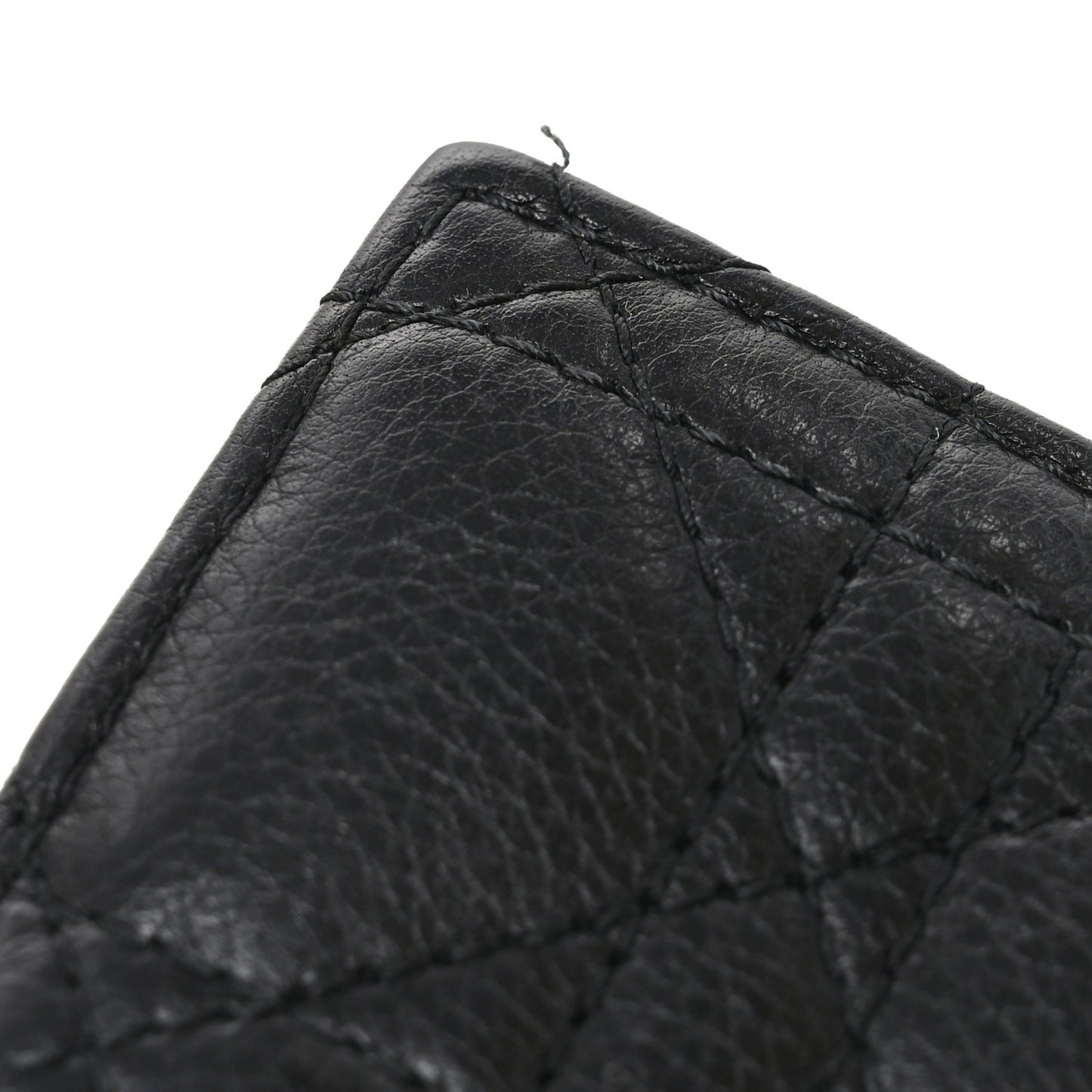 Supple Calfskin Cannage Caro Freesia Card Holder Black