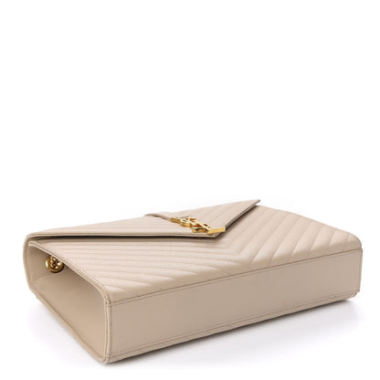 Saint Laurent Grain De Poudre Matelasse Chevron Large Monogram Satchel Nude Powder 5 of 12