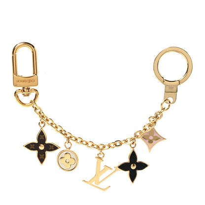 Louis Vuitton Brass Enamel Fleur De Monogram Bag Charm Chain Gold 1 of 3
