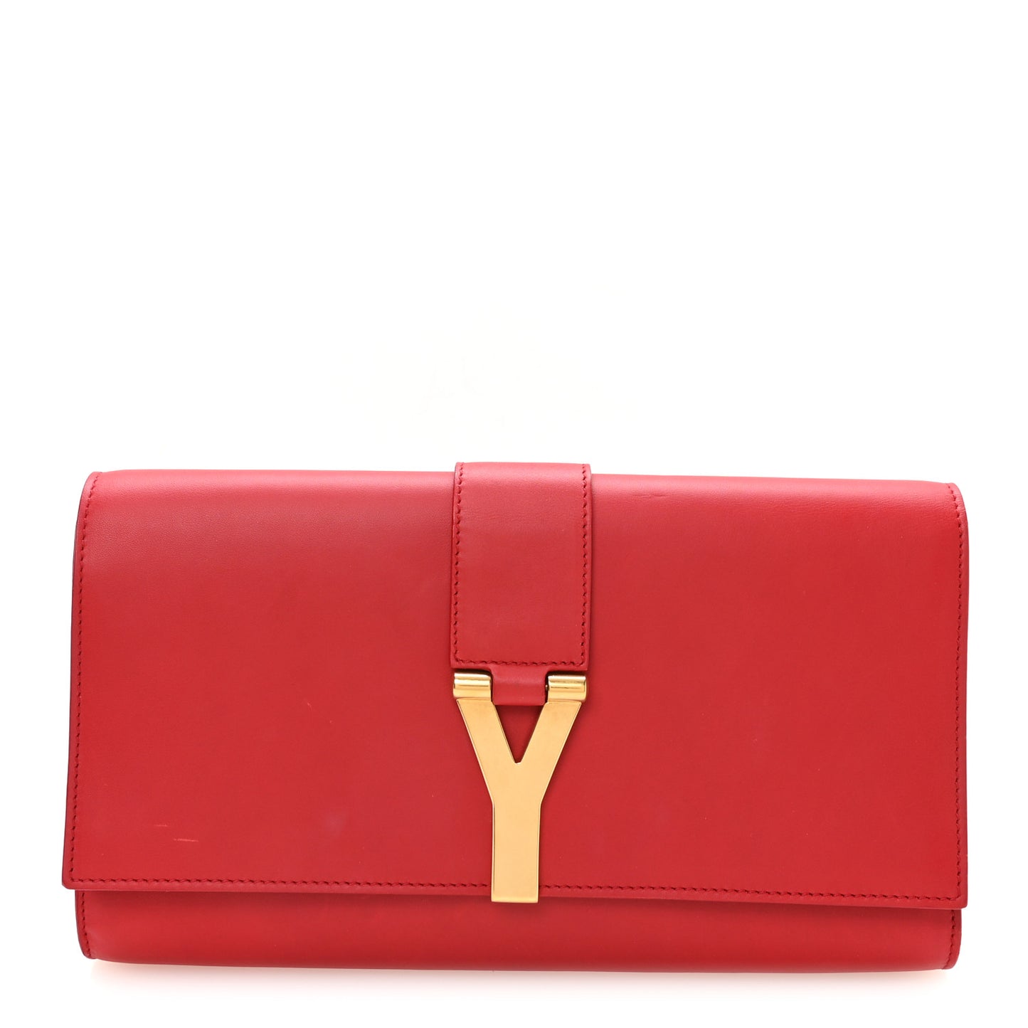 Calfskin Classic Y Ligne Clutch Red