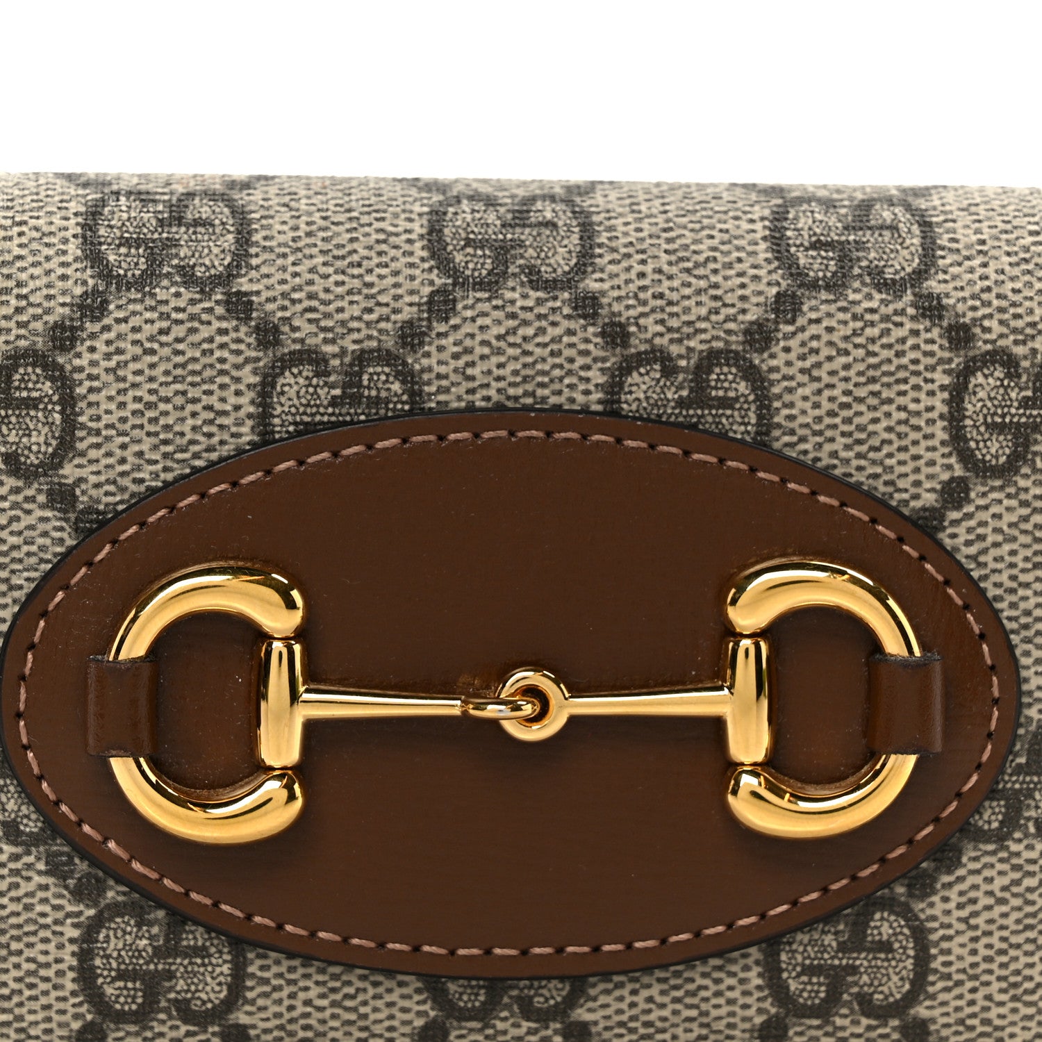 Gucci GG Supreme Monogram Horsebit 1955 Card Case Wallet Beige Ebony Brown Sugar 9 of 10