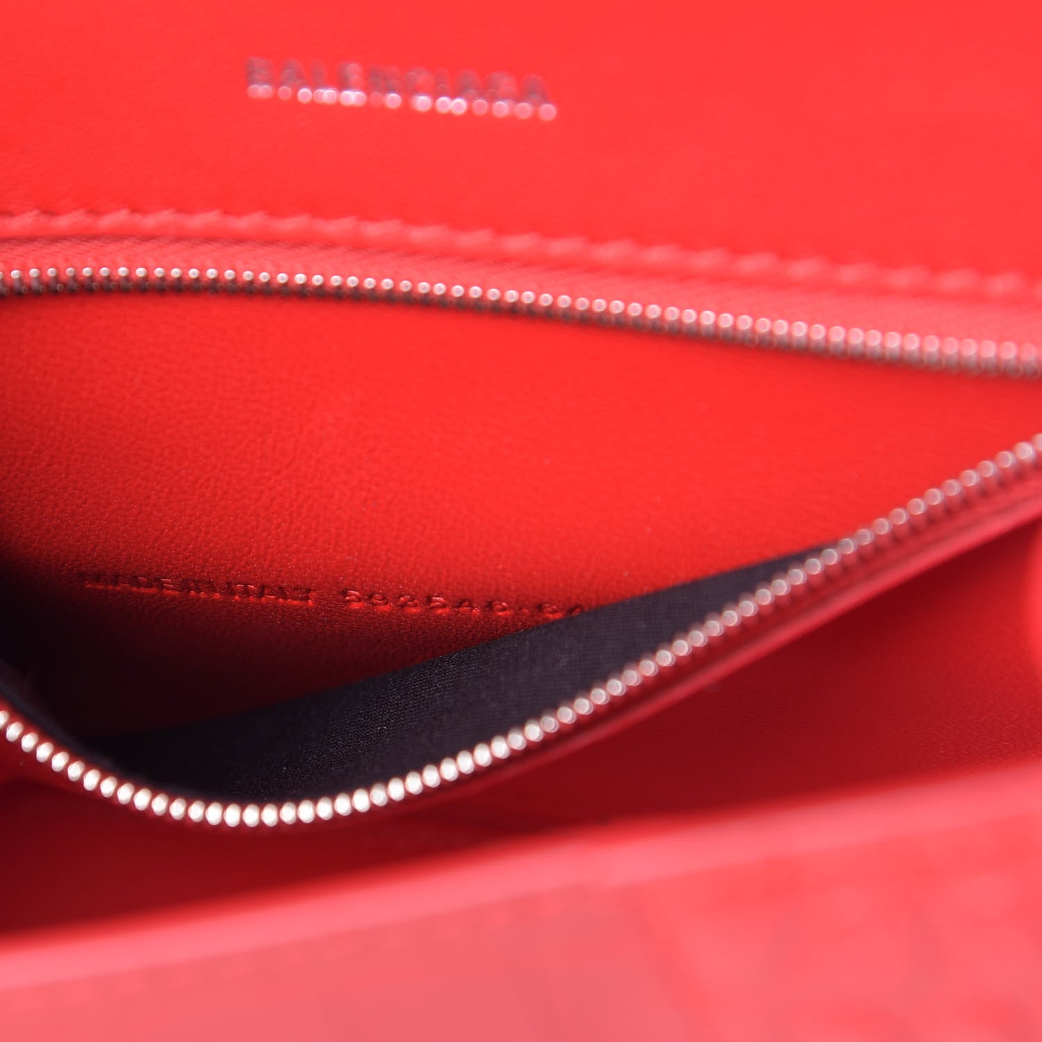 Balenciaga Shiny Calfskin Tonal B Crocodile Embossed Small Hourglass Top Handle Bag Bright Red 8 of 13