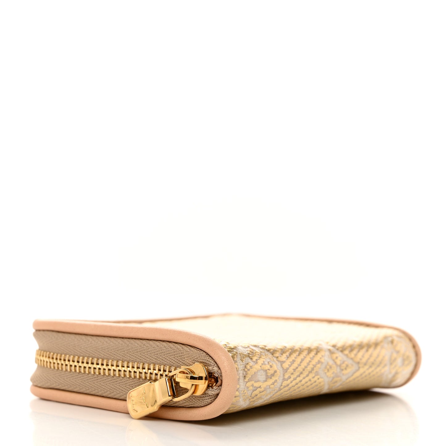 Hollographic Monoglam Zippy Coin Purse Wallet Beige