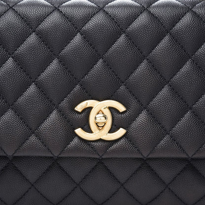 Chanel Caviar Lizard Embossed Quilted Small Coco Handle Flap Black 9 of 10