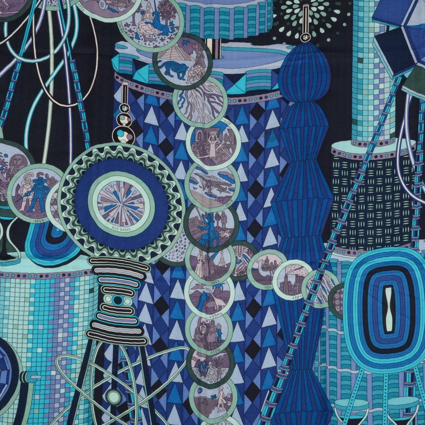 Cashmere Silk Le Laboratoire du Temps Shawl 140 Caban Turquoise Bleu