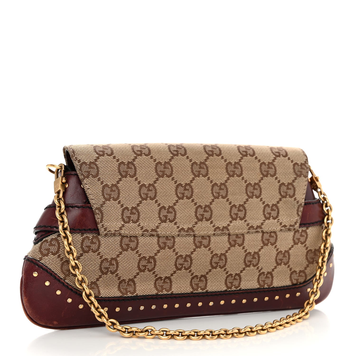 Gucci Monogram Studded Small Horsebit Clutch Bordeaux 3 of 15