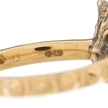 Gucci 18K Yellow Gold Turquoise Diamond Le Marche Des Merveilles Feline Ring 53 6.25 5 of 8