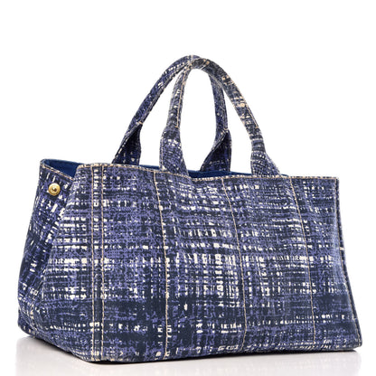 Prada Canapa Tote Blue White 3 of 14