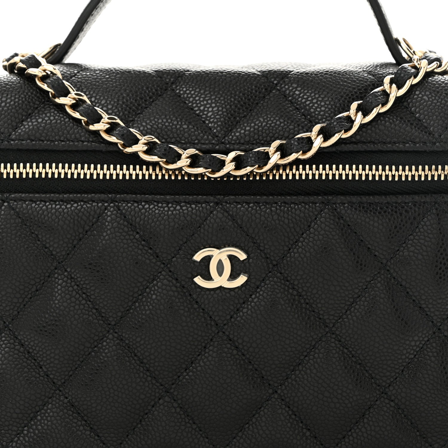 Chanel Caviar Quilted Top Handle Slim Vanity With Chain Black 8 of 11