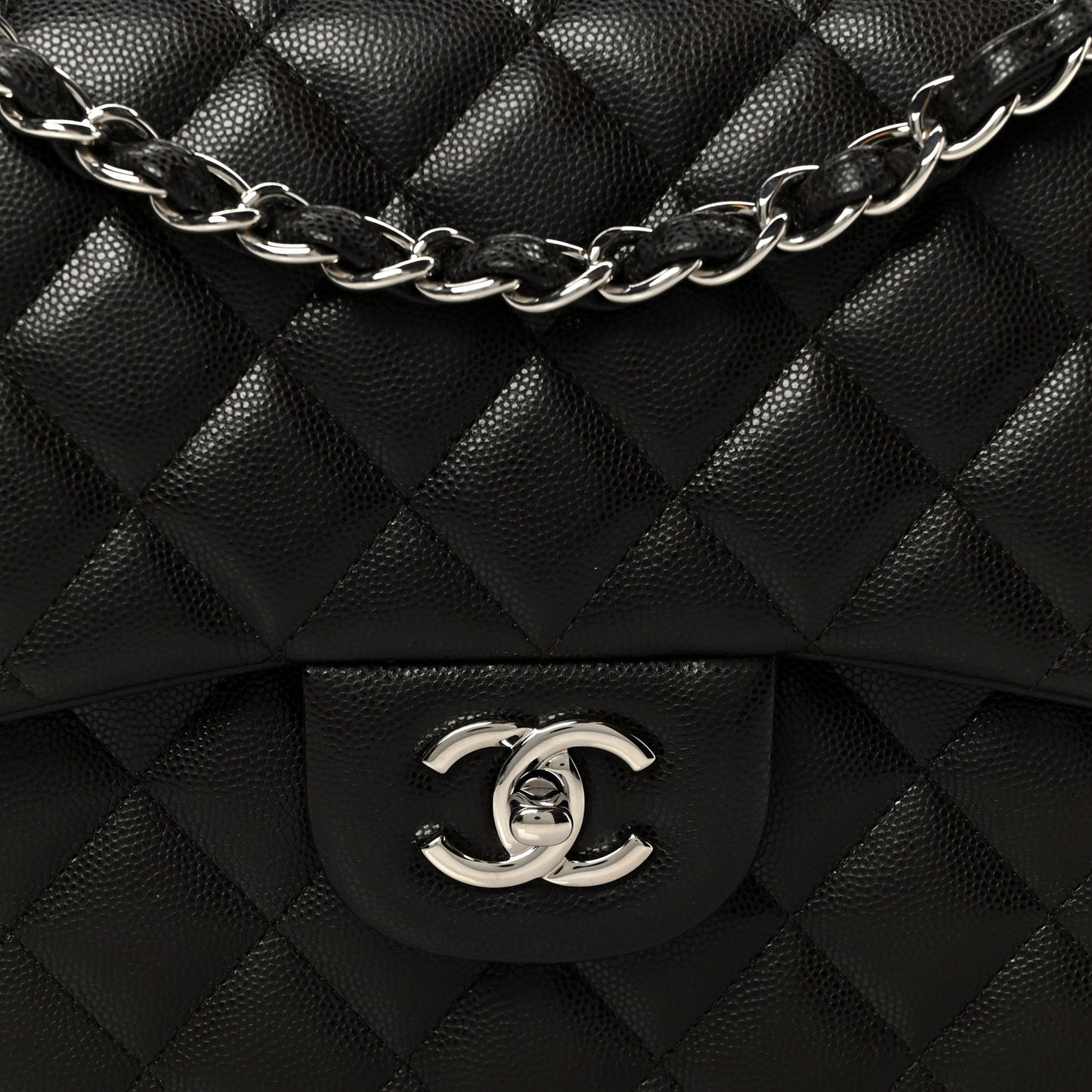 Caviar Quilted Jumbo Double Flap Dark Brown