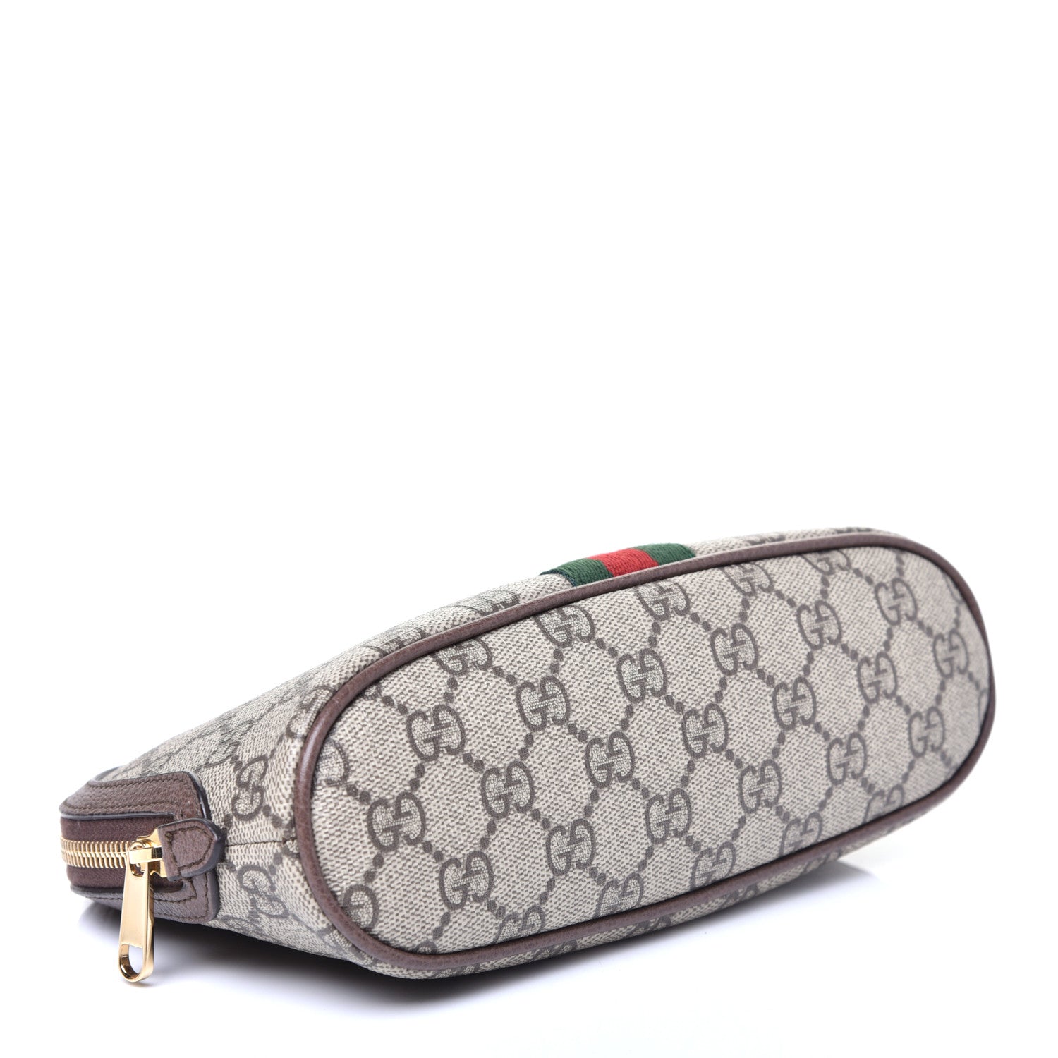 Gucci GG Supreme Monogram Textured Calfskin Web Large Ophidia Cosmetic Case Beige Ebony New Acero 4 of 11
