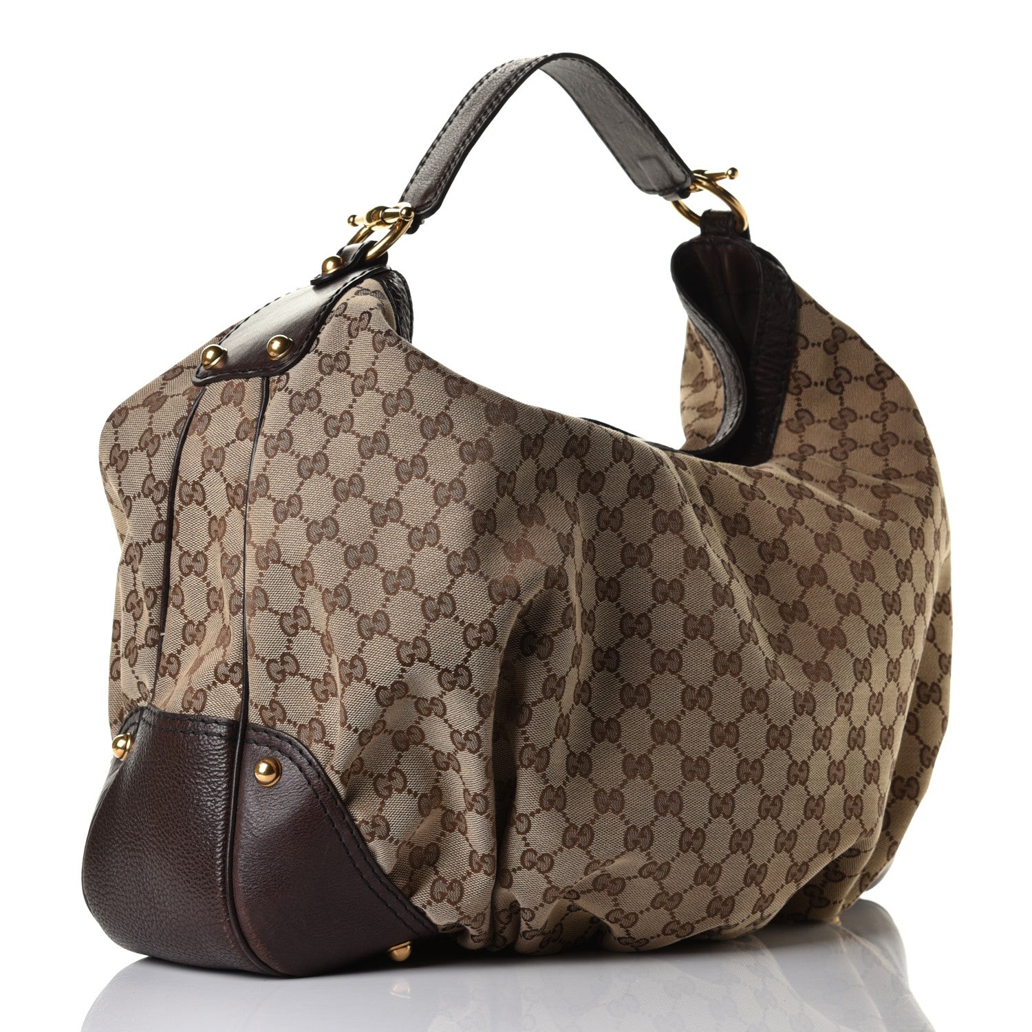 Gucci Monogram Large Jockey Hobo Dark Brown 2 of 6