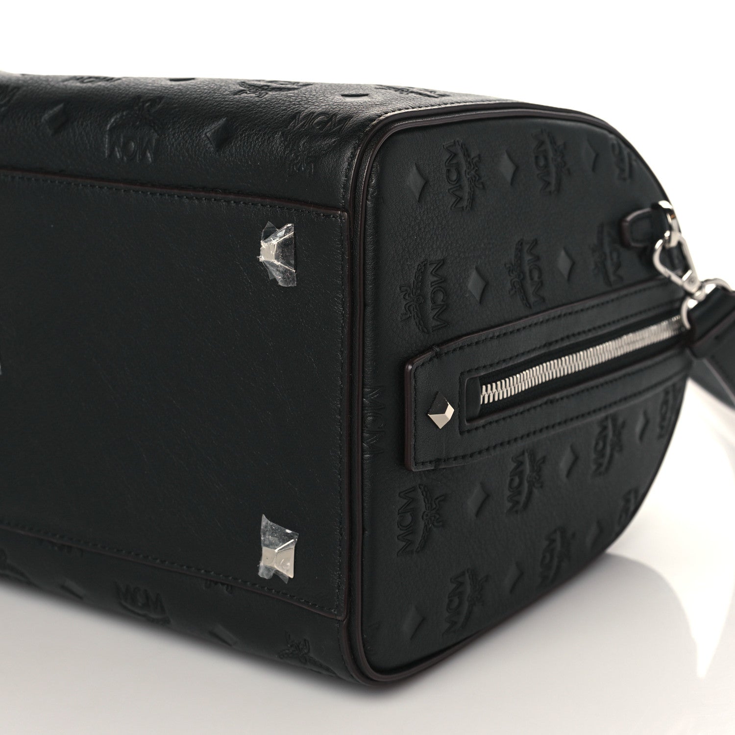 MCM Calfskin Ottomar Monogram Essential Boston Bag Black 9 of 9