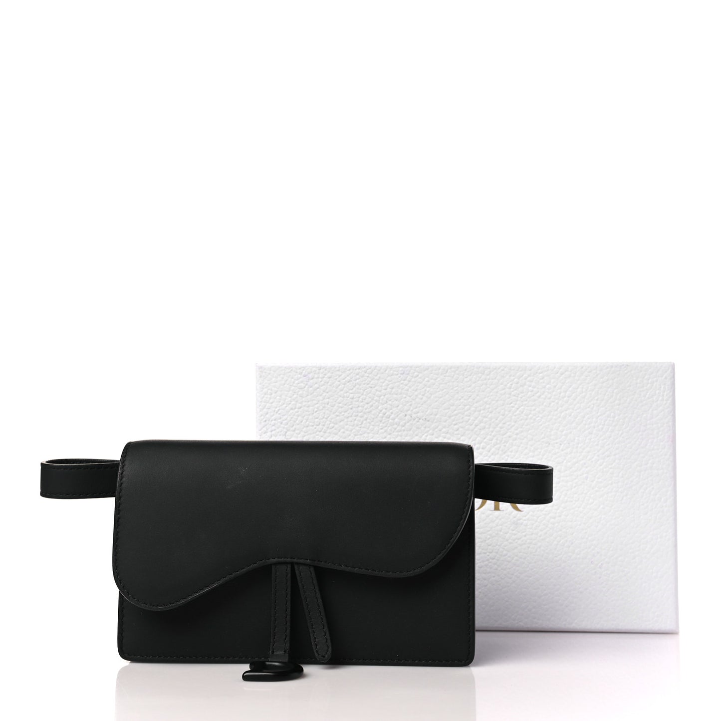 Ultra Matte Calfskin Saddle Belt Clutch Black