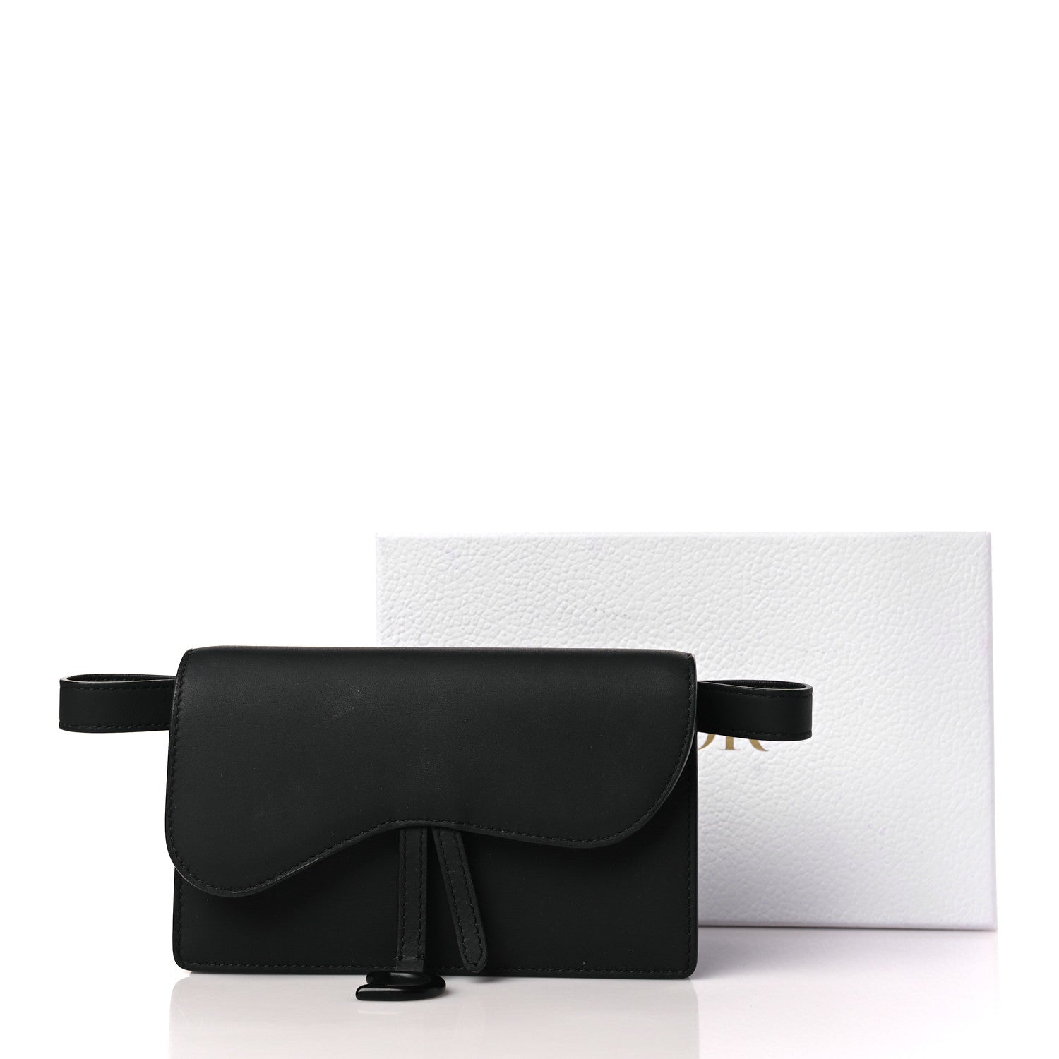 Christian Dior Ultra Matte Calfskin Saddle Belt Clutch Black 10 of 10