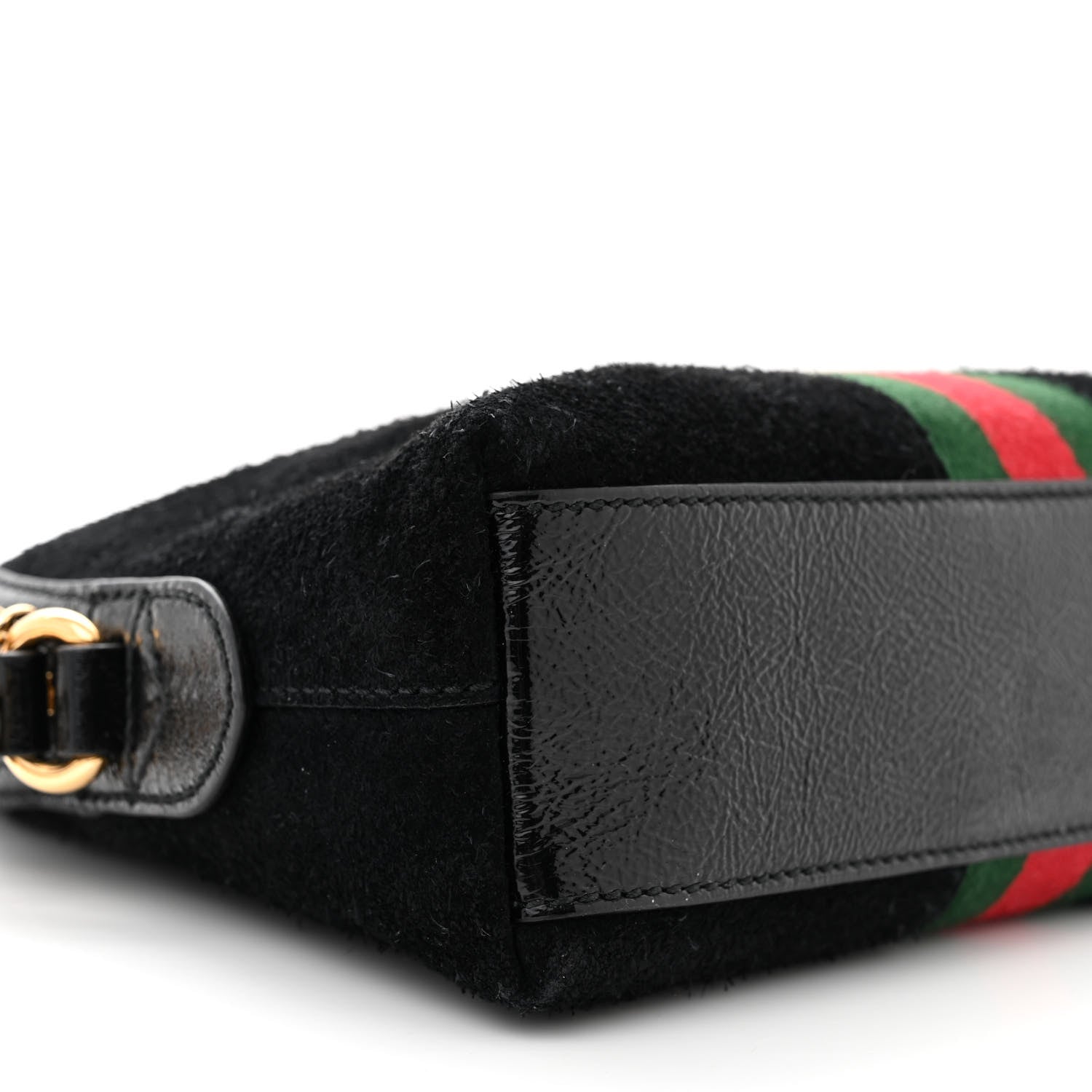Gucci Suede Patent Web GG Small Ophidia Dome Shoulder Bag Black 9 of 10