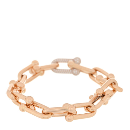 Tiffany 18K Rose Gold Diamond Large HardWear Link Bracelet 2 of 3