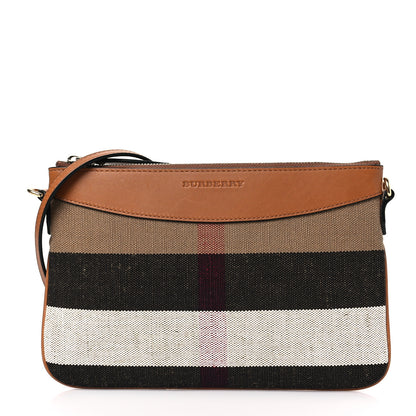 Burberry Mega Check Peyton Crossbody Clutch Bag Saddle Brown 1 of 6