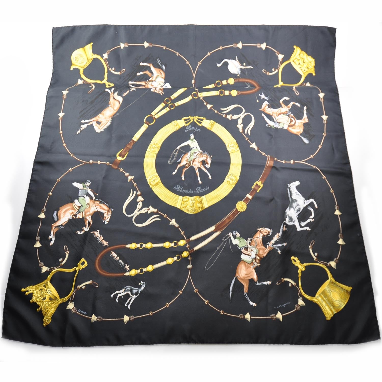 Hermes Silk Pampa Scarf 90 Navy Bleu 1 of 7