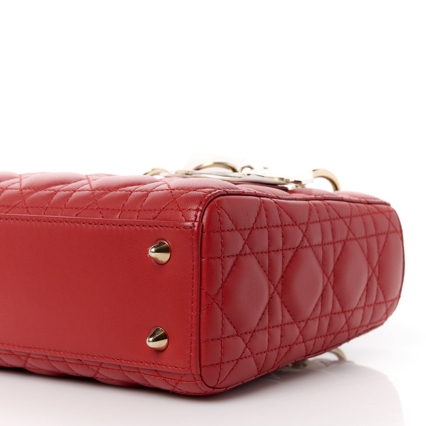 Lambskin Cannage Small Lucky Badges My Lady Dior Red