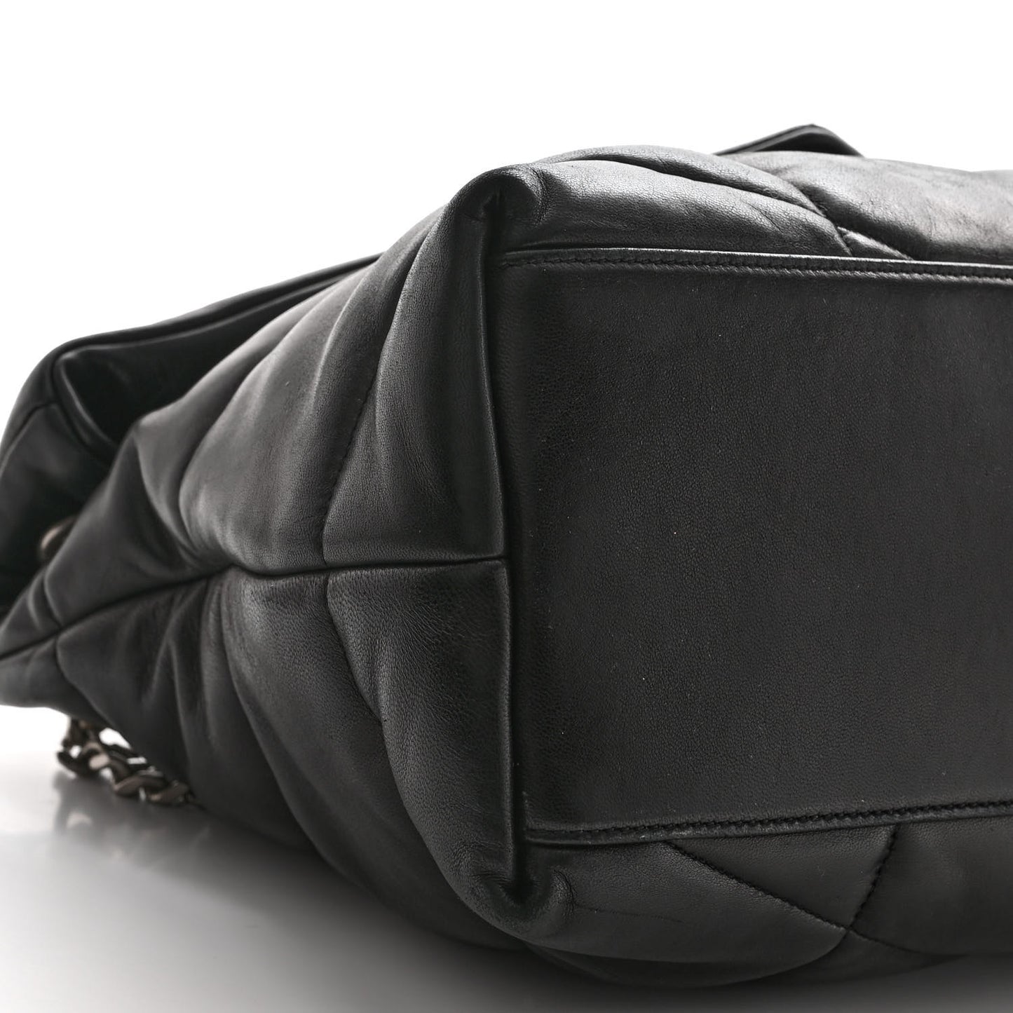 Lambskin Quilted Medium Loulou Puffer Monogram Chain Satchel Black