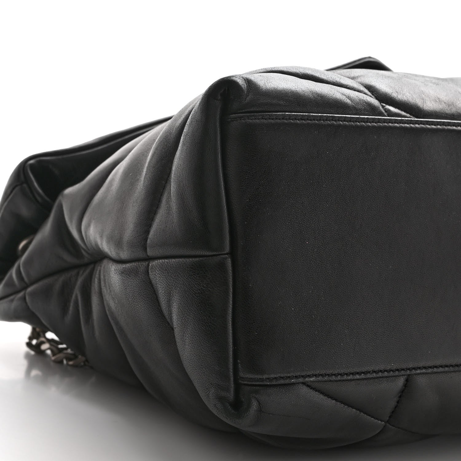 Saint Laurent Lambskin Quilted Medium Loulou Puffer Monogram Chain Satchel Black 8 of 9