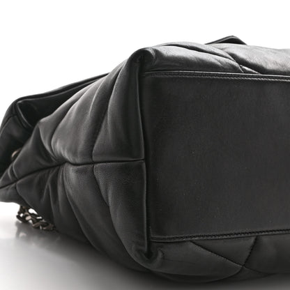 Saint Laurent Lambskin Quilted Medium Loulou Puffer Monogram Chain Satchel Black 8 of 9