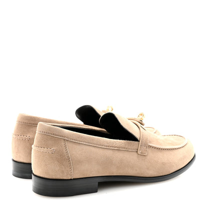Hermes Suede Goatskin Womens Destin Loafers 40 Beige Sable 5 of 10