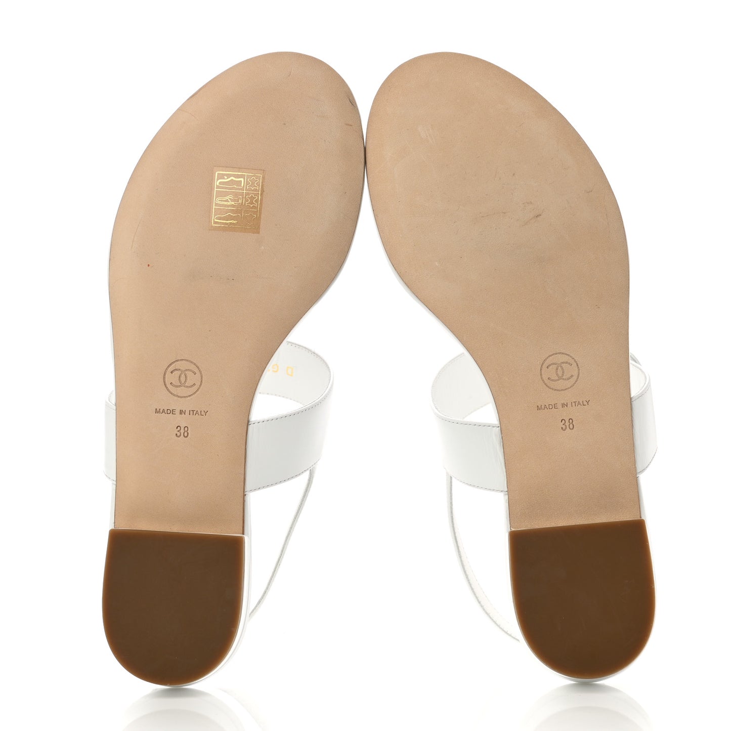 Lambskin CC Thong Sandals 38 White