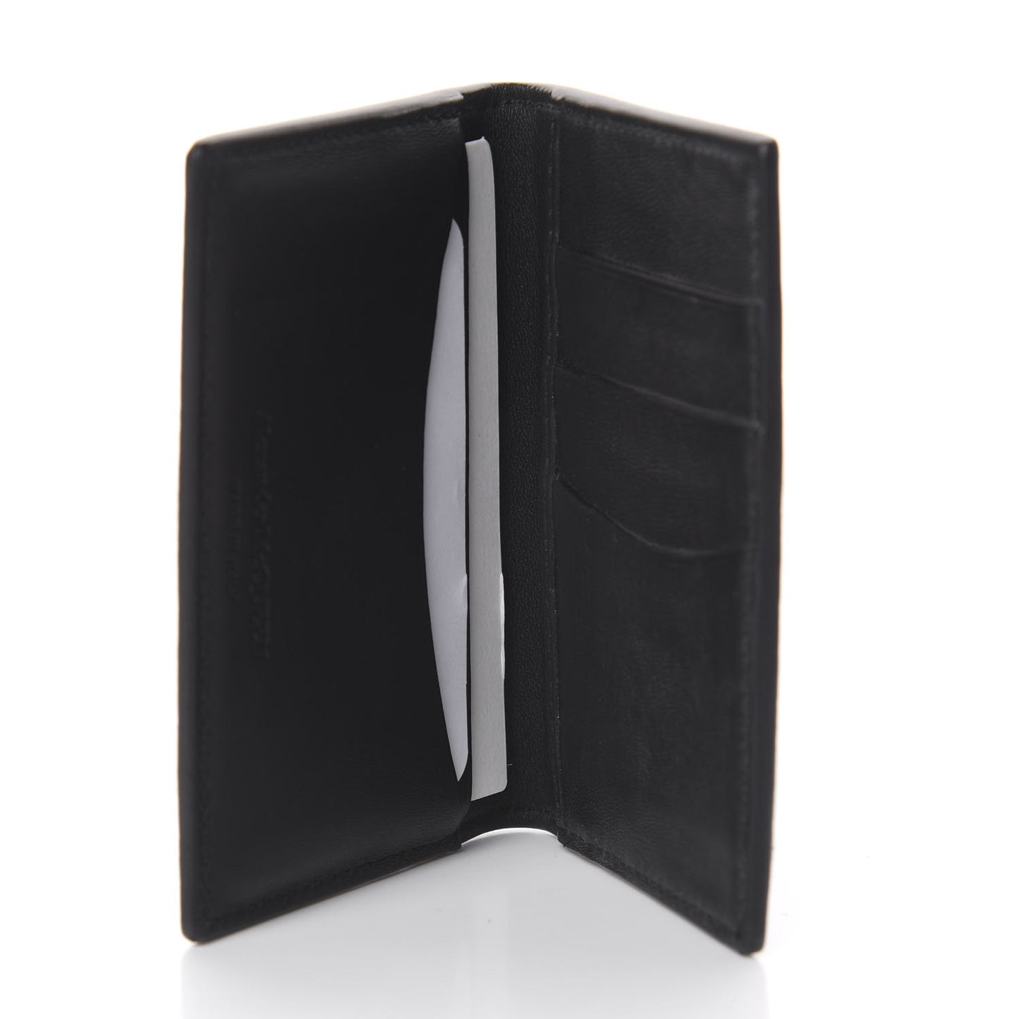 Grained Calfskin Skull Card Holder Black