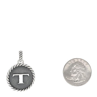 David Yurman Sterling Silver Cable Collectibles Initial T Charm Pendant 2 of 3