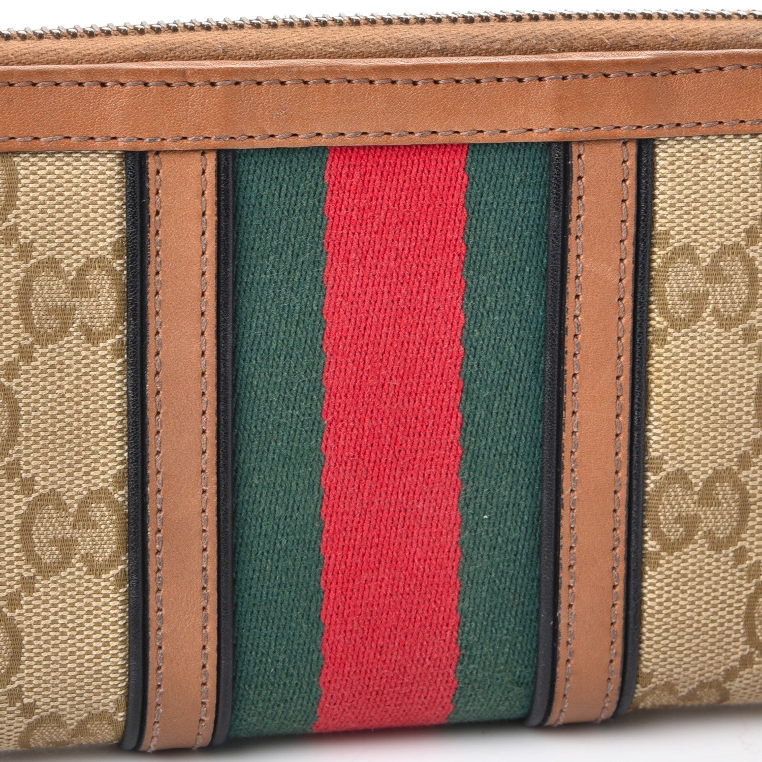 Gucci Monogram Web Rania Zip Around Wallet Khaki 8 of 12