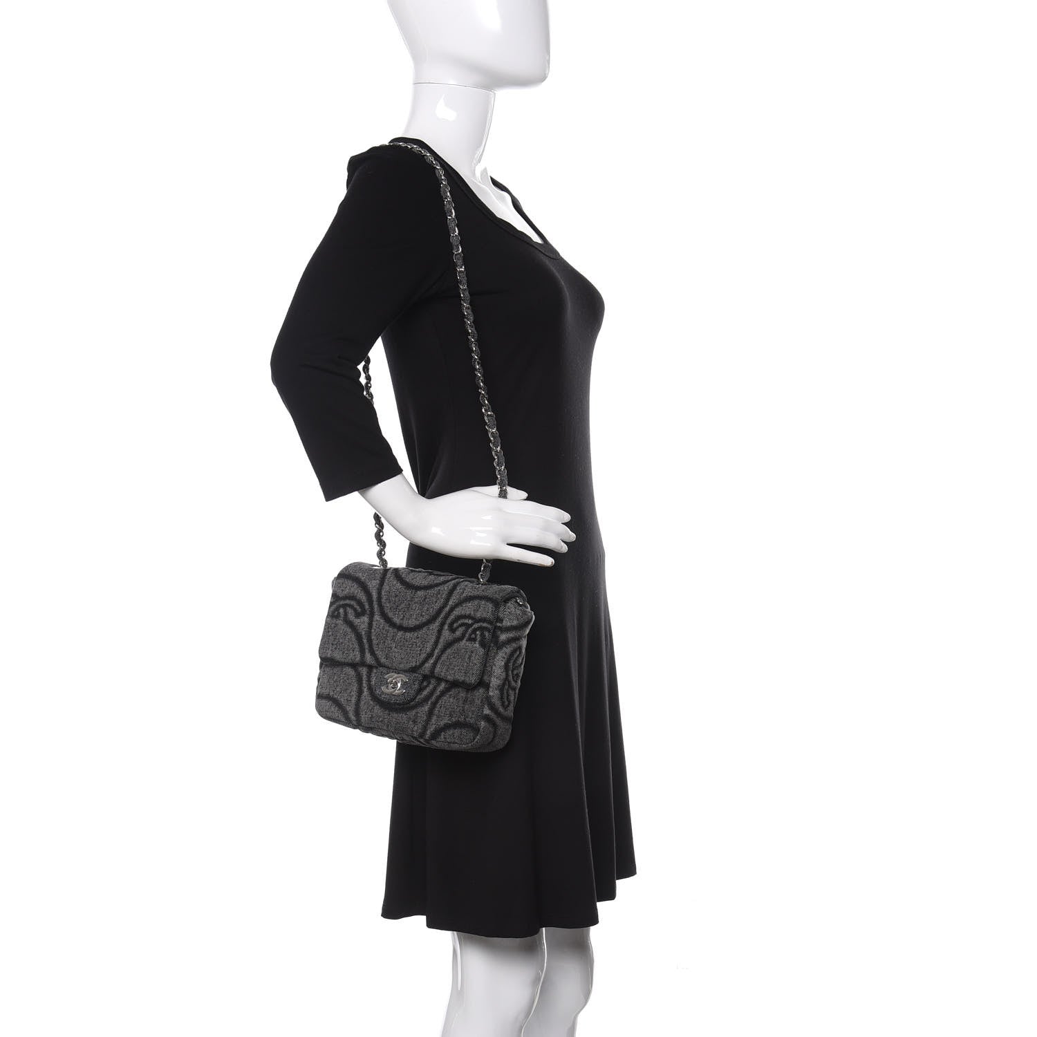 Chanel Denim Stitched Mini Square Flap Black 2 of 11