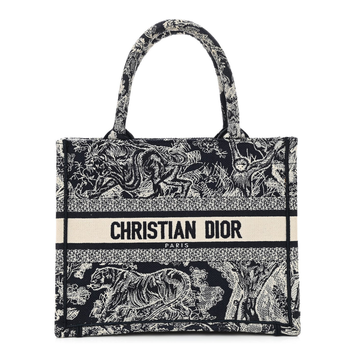 Canvas Embroidered Small Dioriviera Toile De Jouy Book Tote Blue
