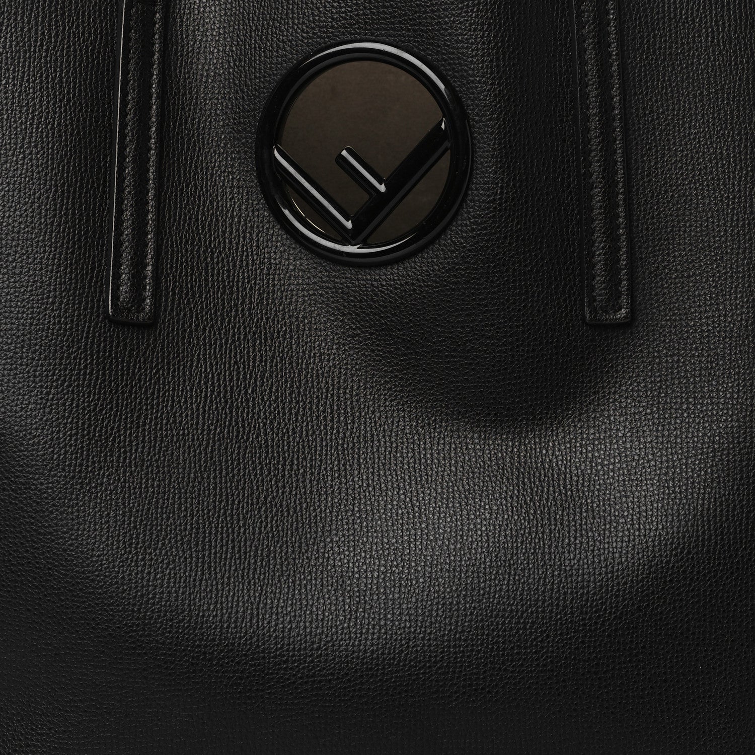 Fendi Vitello Vienna Enamel F is Fendi Shopping Tote Black Taupe 9 of 14
