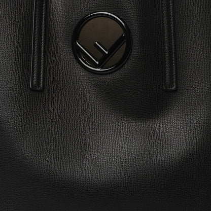 Fendi Vitello Vienna Enamel F is Fendi Shopping Tote Black Taupe 9 of 14