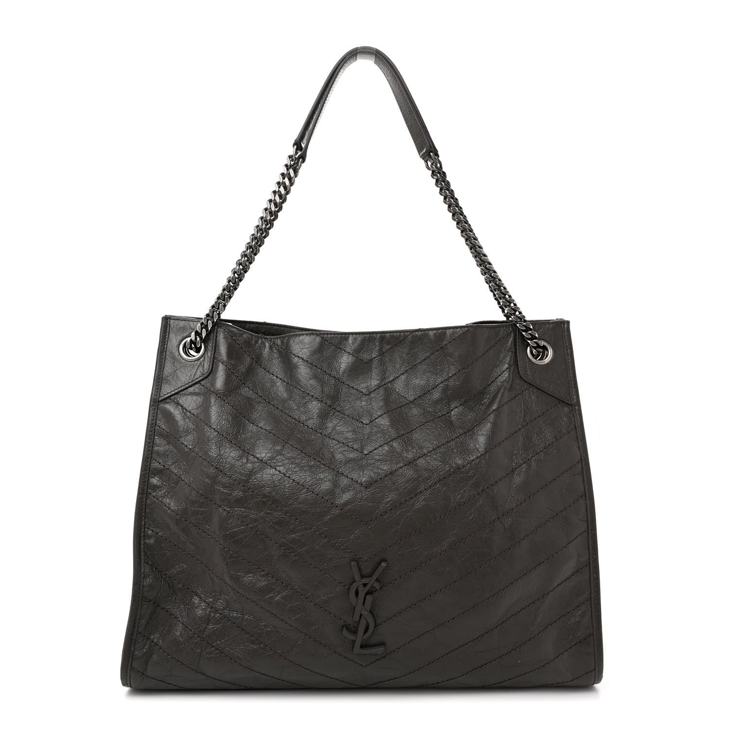 Saint Laurent Crinkled Calfskin Matelasse Monogram Niki Shoulder Bag Storm 1 of 12