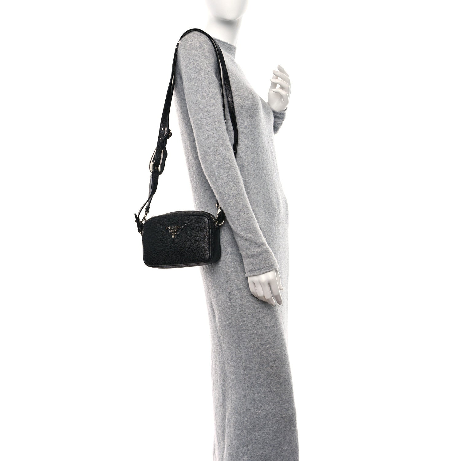 Prada Vitello Daino Soft Camera Crossbody Black 2 of 8