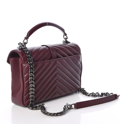 Saint Laurent Sheepskin Matelasse Chevron Medium College Bag Rouge Legion 4 of 11