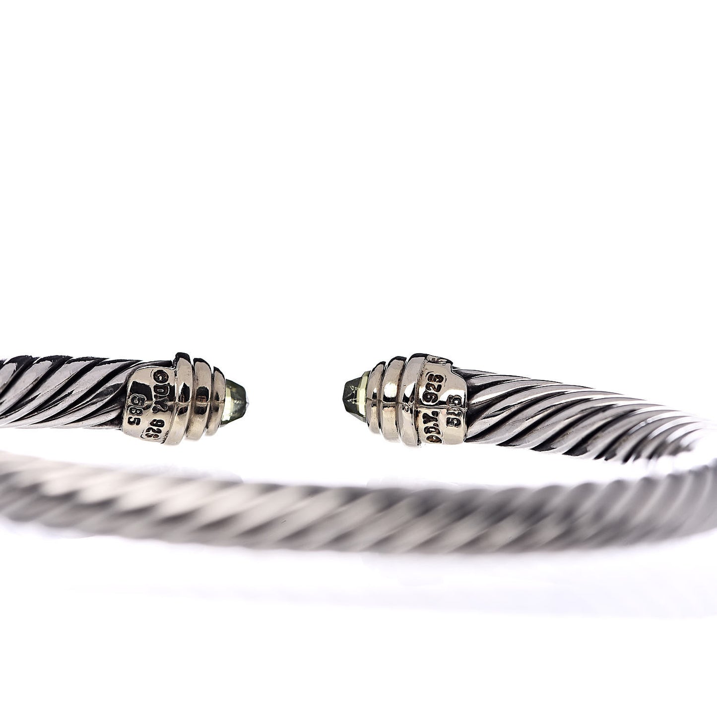 Sterling Silver 14K Yellow Gold Peridot 5mm Cable Classics Petite Color Bracelet