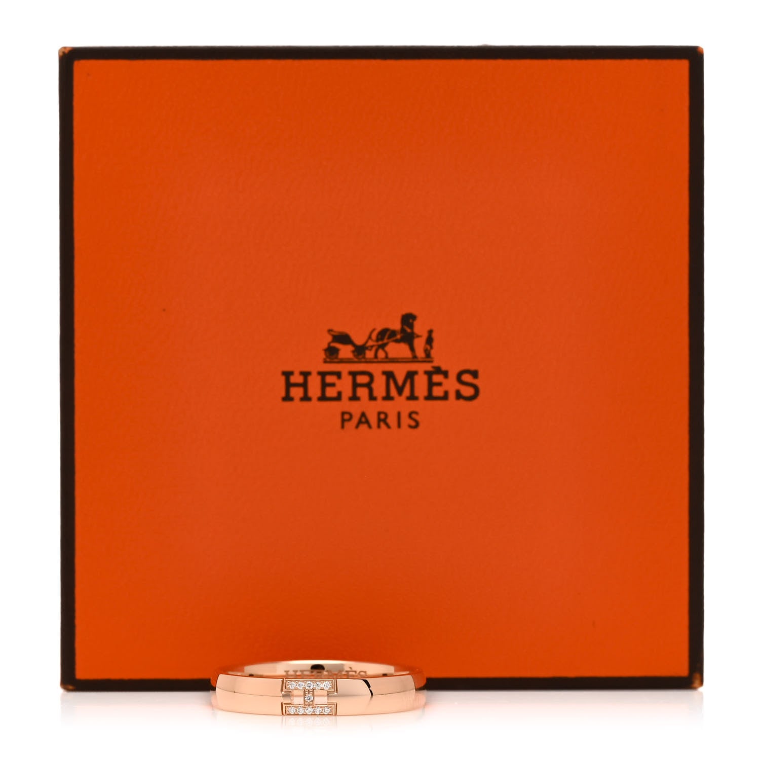 Hermes 18K Rose Gold Diamond Ever Herakles Wedding Band Ring 59 8.75 6 of 6
