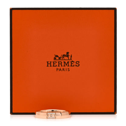 Hermes 18K Rose Gold Diamond Ever Herakles Wedding Band Ring 59 8.75 6 of 6