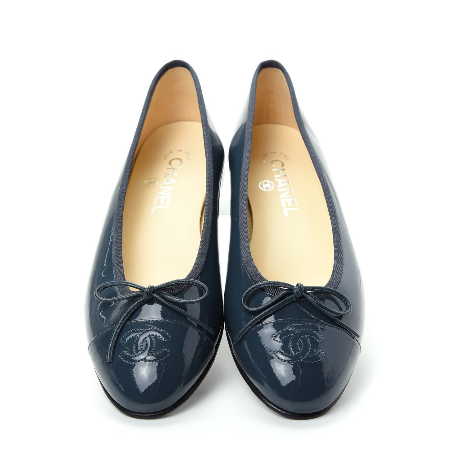 Patent CC Cap Toe Ballerina Flats 39 Navy