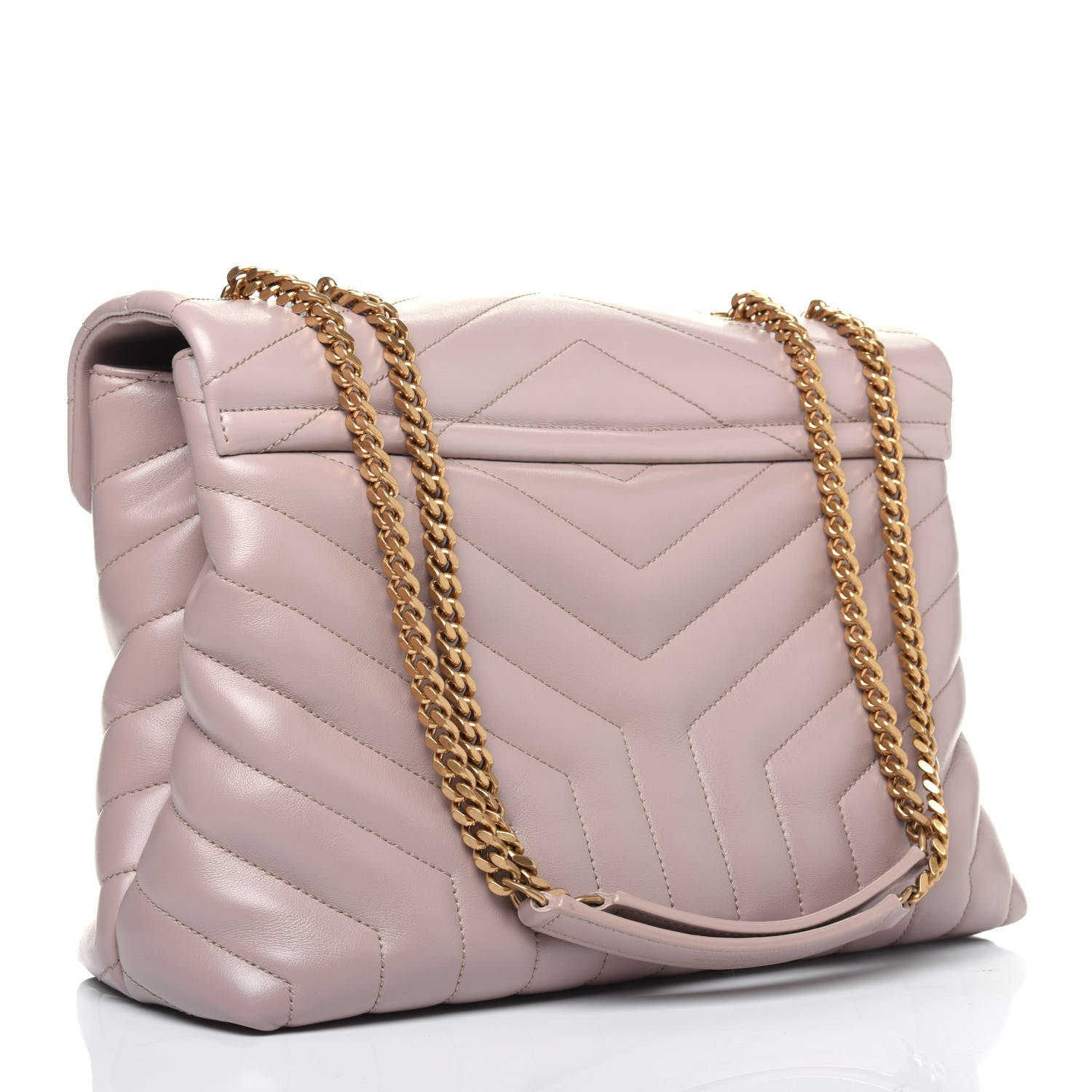 Saint Laurent Calfskin Y Quilted Monogram Medium Loulou Chain Satchel Light Natural 3 of 18