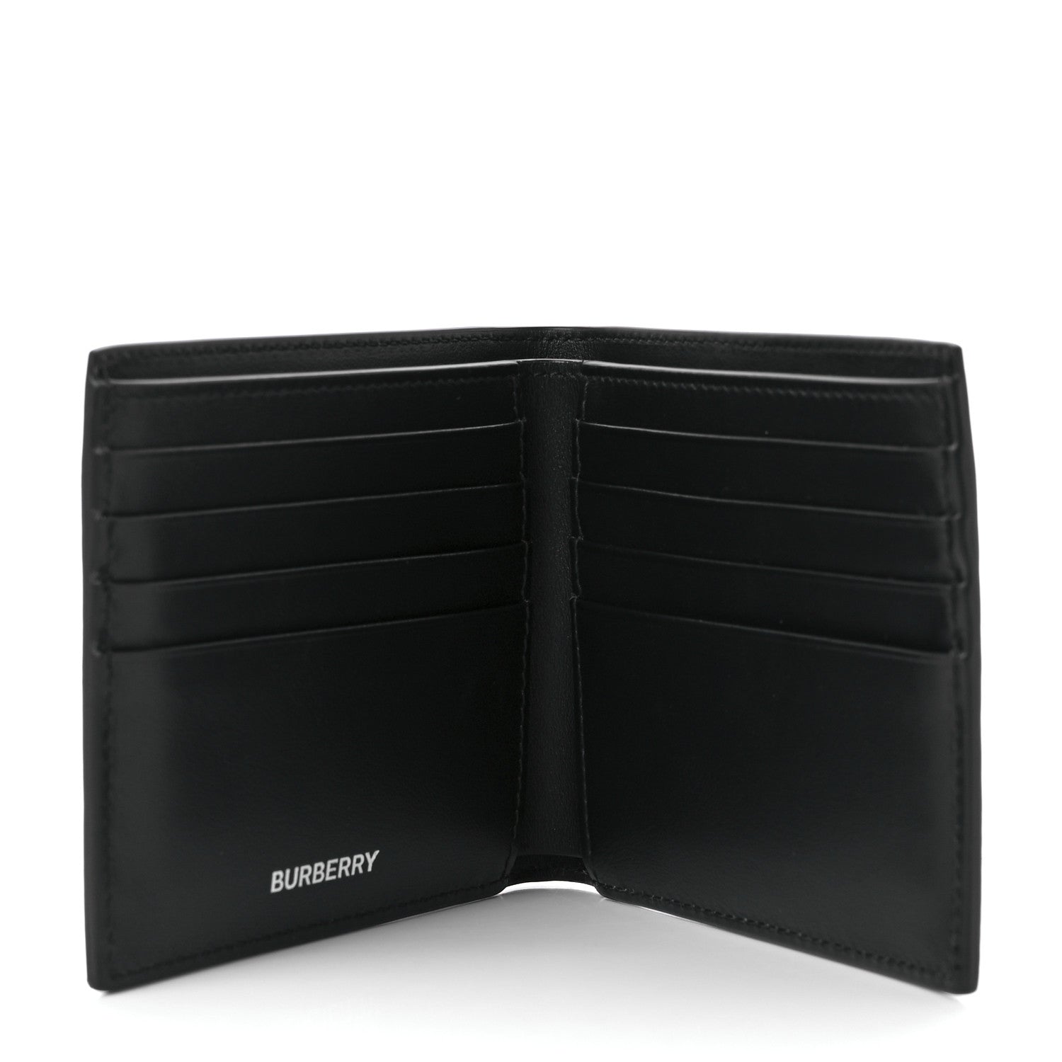 Burberry Calfskin Embossed Monogram Bi-Fold Wallet Black White 5 of 9