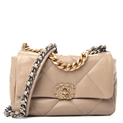 Chanel Lambskin Quilted Medium Chanel 19 Flap Dark Beige 1 of 10