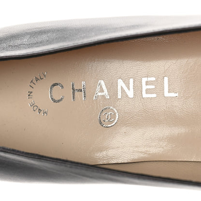 Chanel Lambskin Patent Cap Toe Pumps 37.5 Black 8 of 9