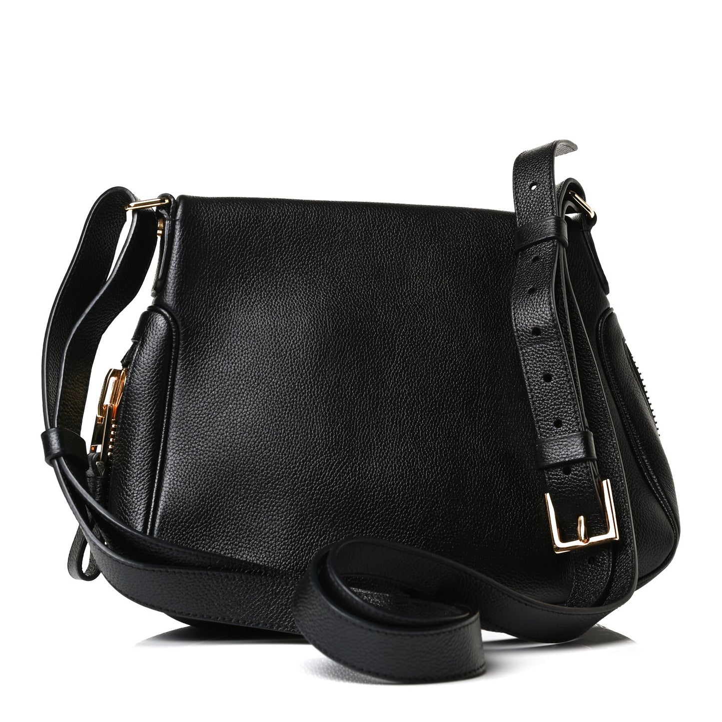 Grained Calfskin Medium Jennifer Crossbody Bag Black